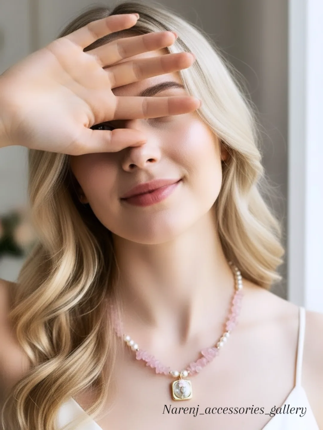 گردنبند کوارتز صورتی