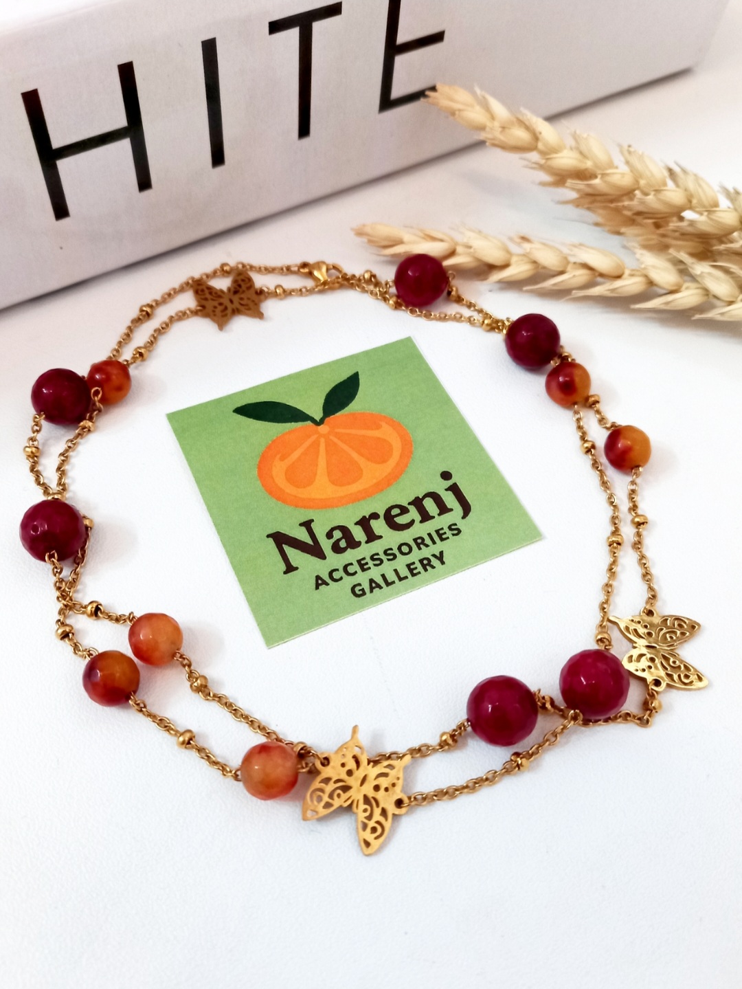 گردنبند رولباسی تمام استیل و سنگ اصل و جذاب عقیق کارنلین و عقیق سرخ